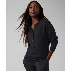 Athleta Balance Henley Sweatshirt Black Women’s Size Small